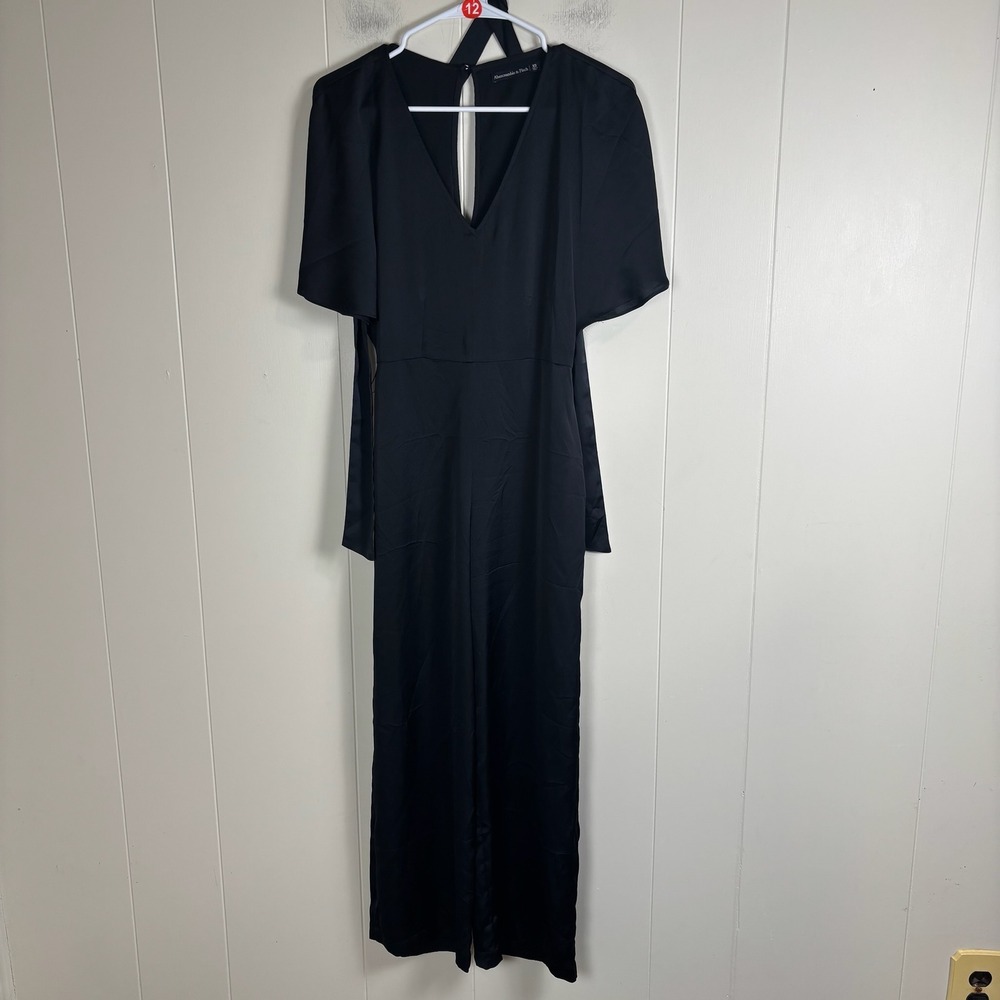 Abercrombie Fitch Black Flutter Sleeve V Neck Jumpsuit XS